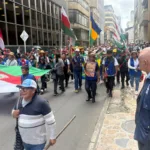 En Bogotá, las concentraciones se dirigieron hacia la Plaza de Bolívar y el Palacio de Justicia. Los participantes llevaron pancartas y consignas relacionadas con la reforma agraria - Foto: Defensoría del Pueblo