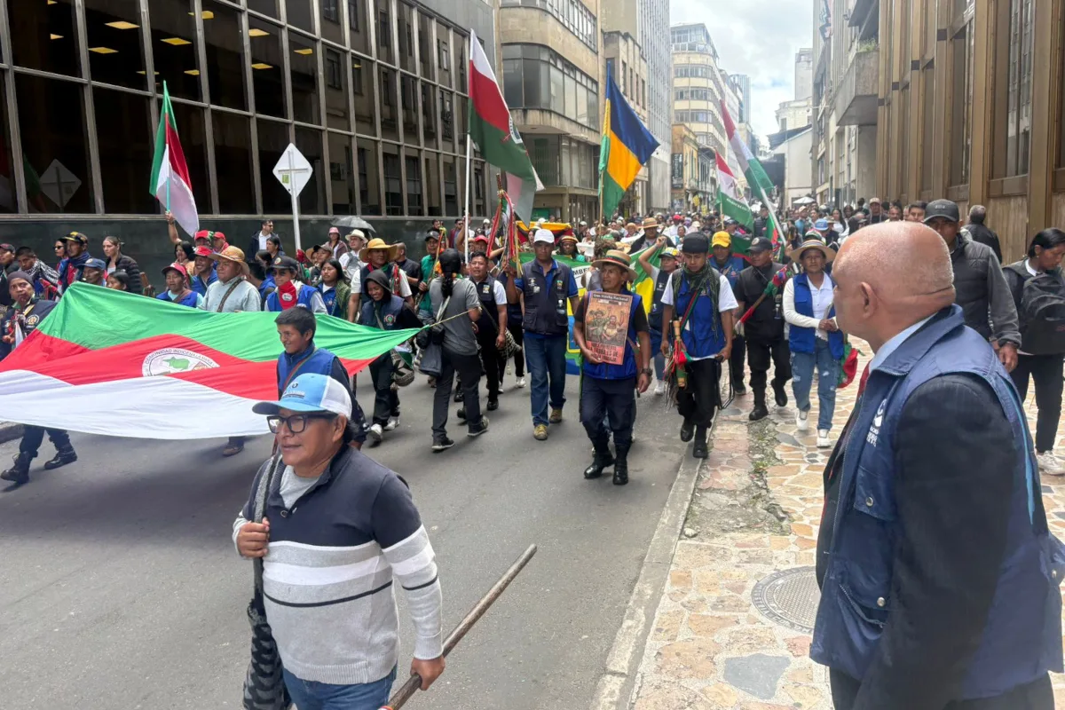 En Bogotá, las concentraciones se dirigieron hacia la Plaza de Bolívar y el Palacio de Justicia. Los participantes llevaron pancartas y consignas relacionadas con la reforma agraria - Foto: Defensoría del Pueblo