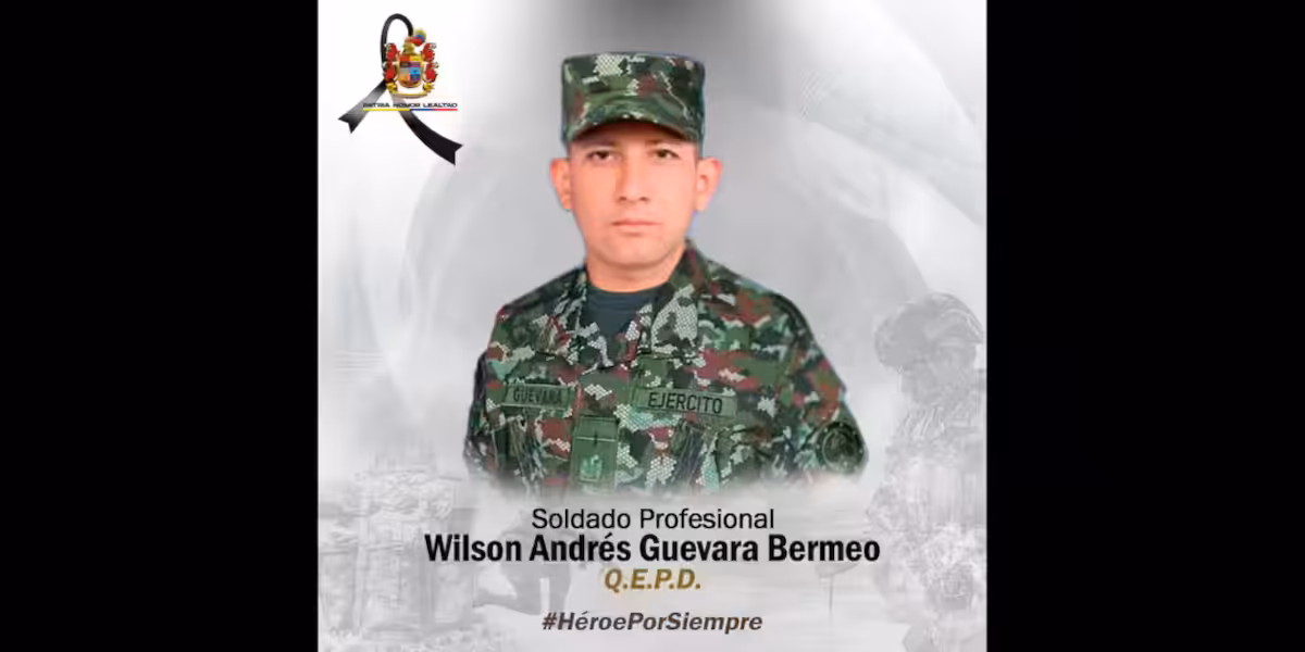 El militar fallecido fue identificado como Wilson Andrés Guevara, integrante del Ejército Nacional, quien perdió la vida mientras cumplía labores operacionales en el marco de los dispositivos de control territorial desplegados en el Catatumbo - Foto: Ejército Nacional