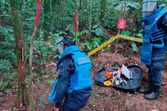 Las labores fueron desarrolladas por la Brigada de Ingenieros de Desminado Humanitario, unidad encargada de adelantar operaciones para identificar y eliminar amenazas relacionadas con minas antipersona y otros artefactos explosivos - Foto: Brigada de Desminado Humanitario