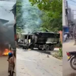 Tras el inicio del operativo comenzaron las protestas de un grupo de mineros y habitantes del municipio. Con el paso de las horas la situación escaló hasta convertirse en disturbios que incluyeron bloqueos de vías, enfrentamientos con la Fuerza Pública y la quema de vehículos oficiales - Foto: Capturas de vídeo de redes sociales