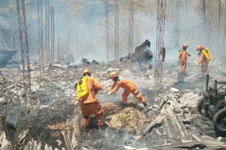 A los 16 incendios activos se suman tres conflagraciones controladas. En Nariño, las autoridades reportan controlado el incendio del corregimiento El Ejido, en Policarpa - Foto: Defensa Civil Colombiana