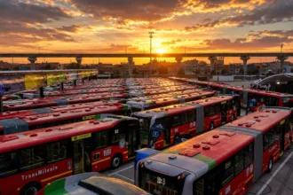 En materia tecnológica, los buses cuentan con cámaras interiores y exteriores, monitoreo de puntos ciegos, wifi, puertos USB, pantallas informativas, sistema de audio y telemetría para hacer seguimiento al funcionamiento de los vehículos desde el Centro de Control - Foto: Transmilenio