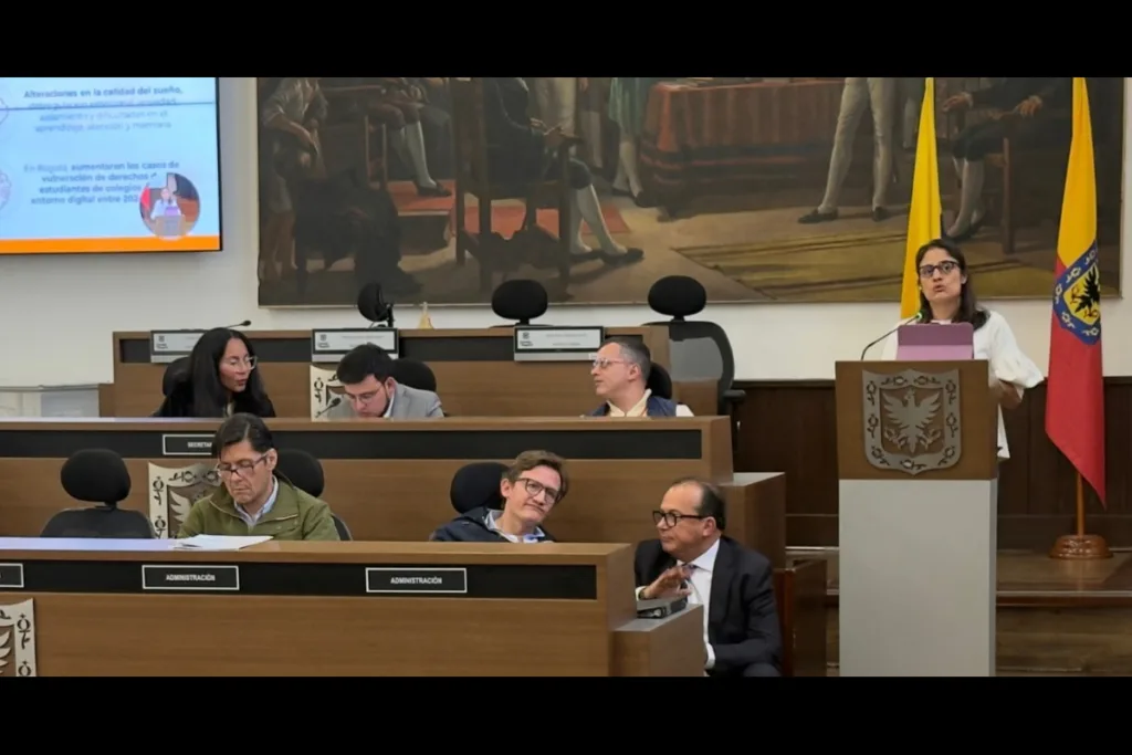 De acuerdo con la información presentada ante el Concejo, durante 2026 se registraron 1.489 reportes de violencia en entornos digitales contra menores. Bosa concentró 240 casos, Suba 191, Kennedy 153 y Ciudad Bolívar 130. Las cuatro localidades reunieron 714 reportes, cerca del 48 % del total - Foto: Concejo de Bogotá